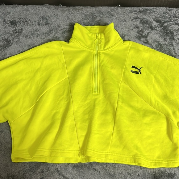 Neon yellow Puma half zip size small - Picture 2 of 4